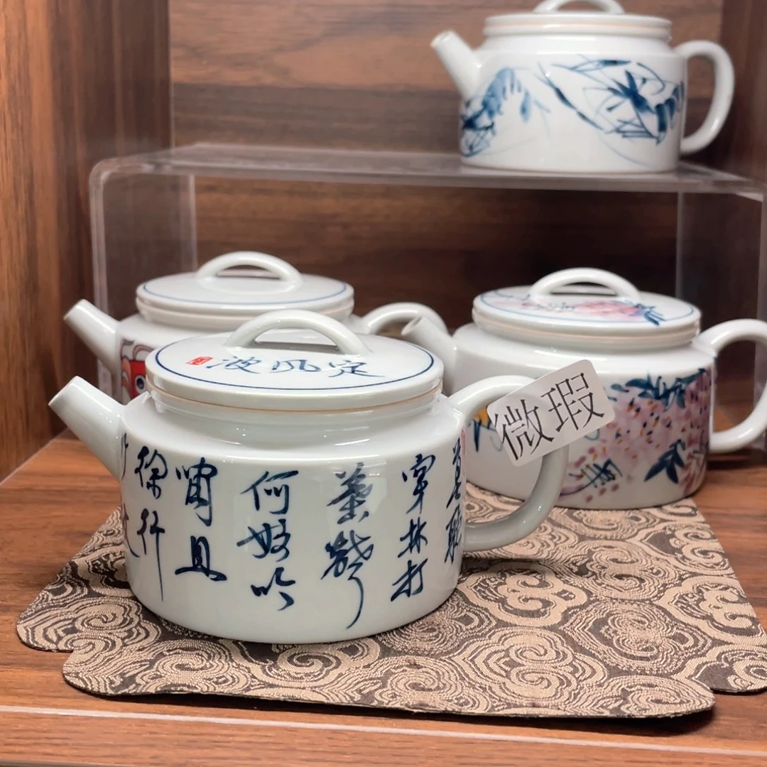 釉下手绘茶具微瑕