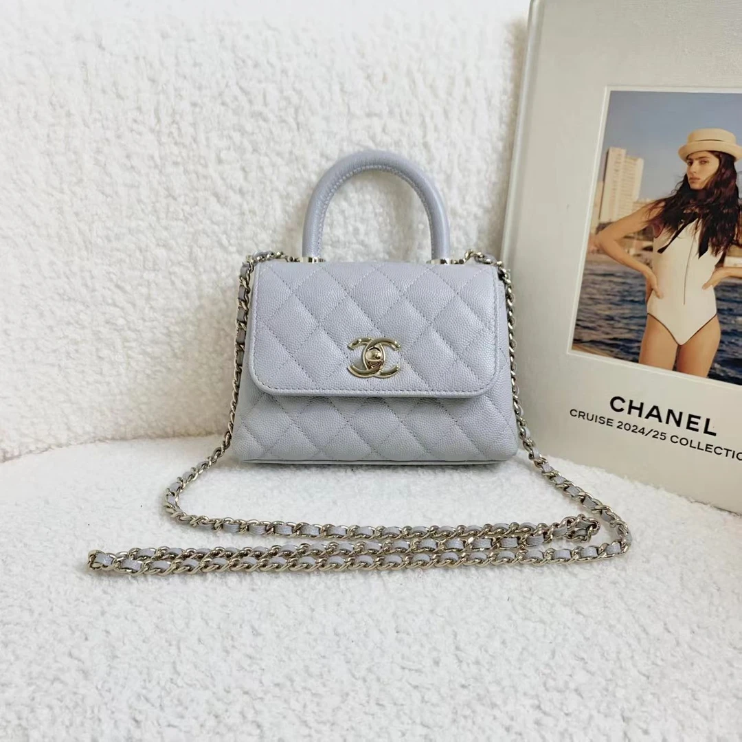 未使用 Chanel/香奈儿 壹臻/25P浅灰色coco handle nano 90544548