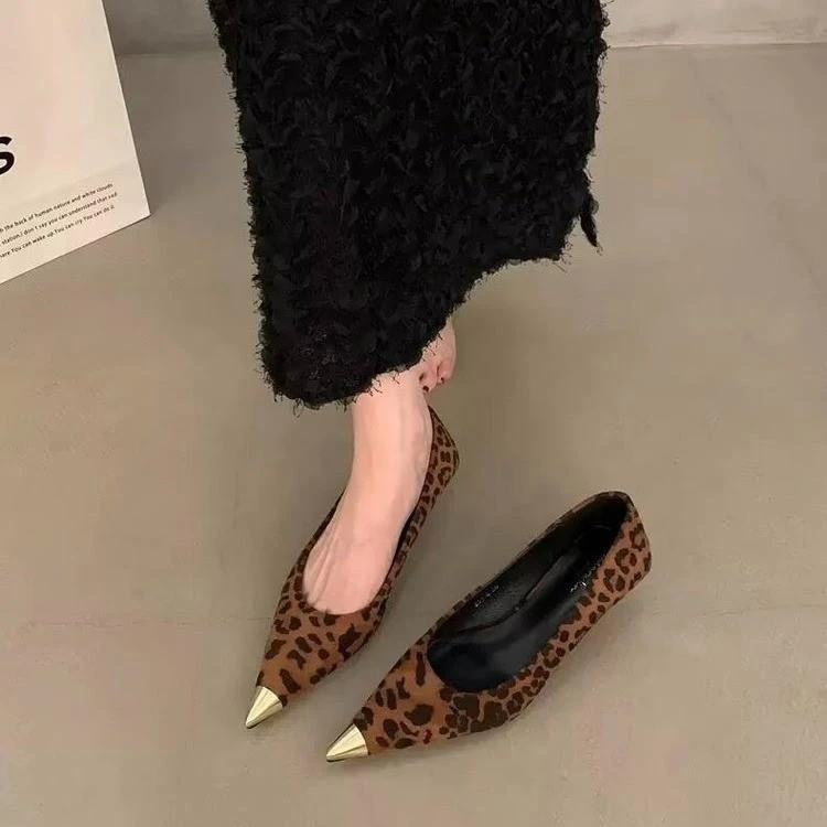 法式气质小猫跟尖头豹纹高跟鞋女鞋子2026新款夏季小香风配裙单鞋