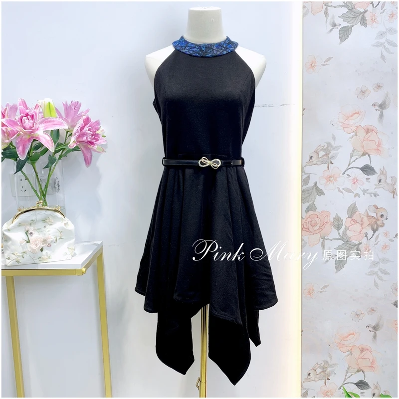 PinkMary粉红玛琍黑色圆领无袖羊毛连衣裙裙子女百搭PMAFW528088