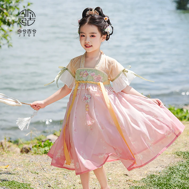 【伊桃】今兮古兮夏季女童古风汉服儿童国风可爱仙气粉飘逸裙子