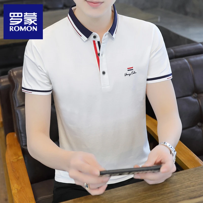 罗蒙夏季新款短袖休闲舒适薄时尚运动户外翻领百搭短袖T恤POLO衫