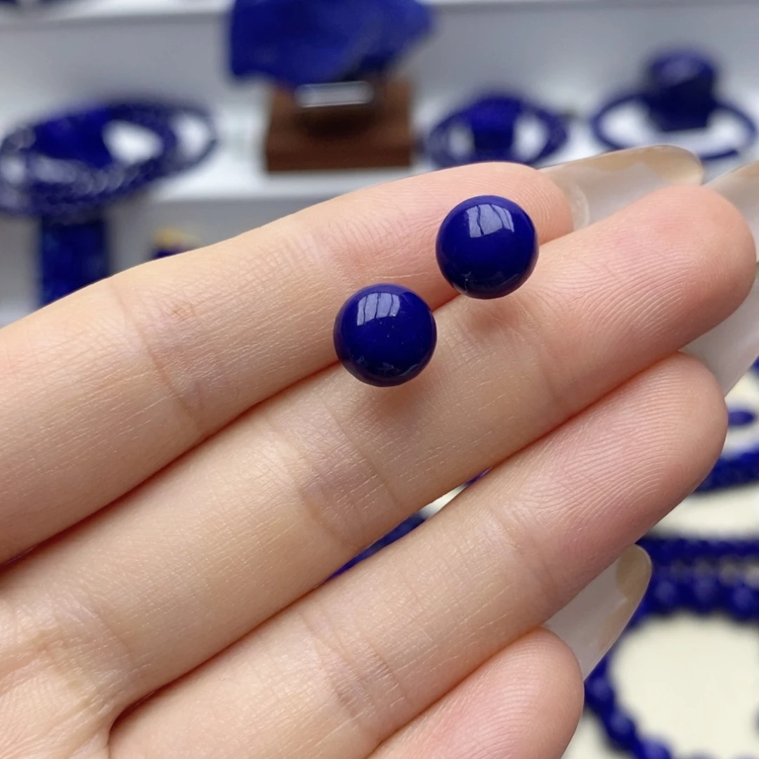 青金石未镶嵌耳饰