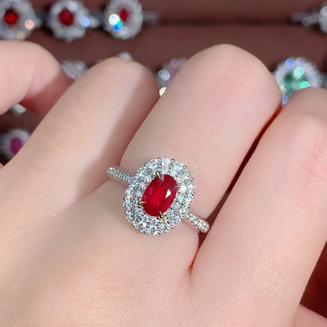 18K金镶嵌戒指红宝石1.07ct/天然宝石/七天无理由