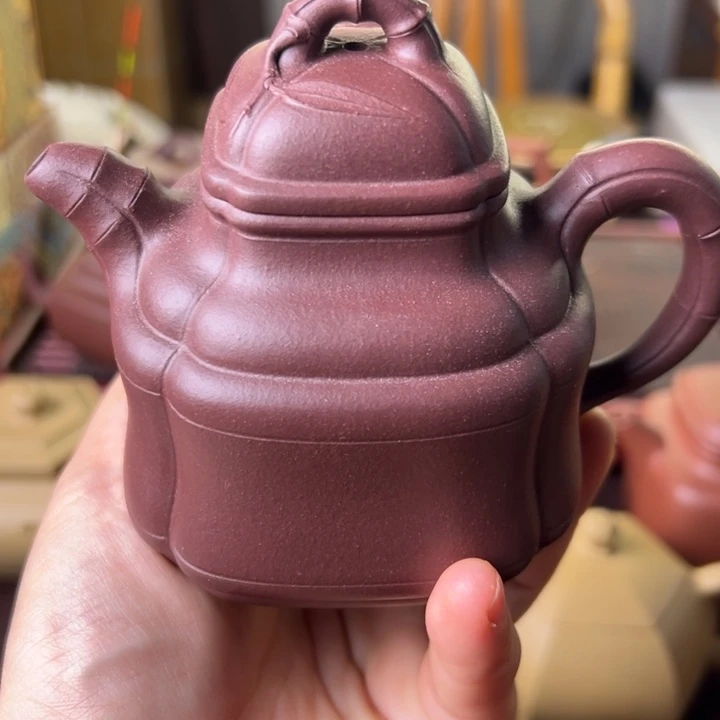 茶壶紫砂紫泥竹鼎微瑕