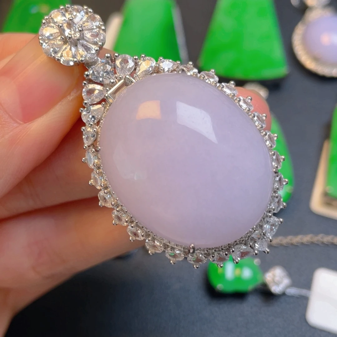 翡翠银S925镶嵌吊坠(不含链)