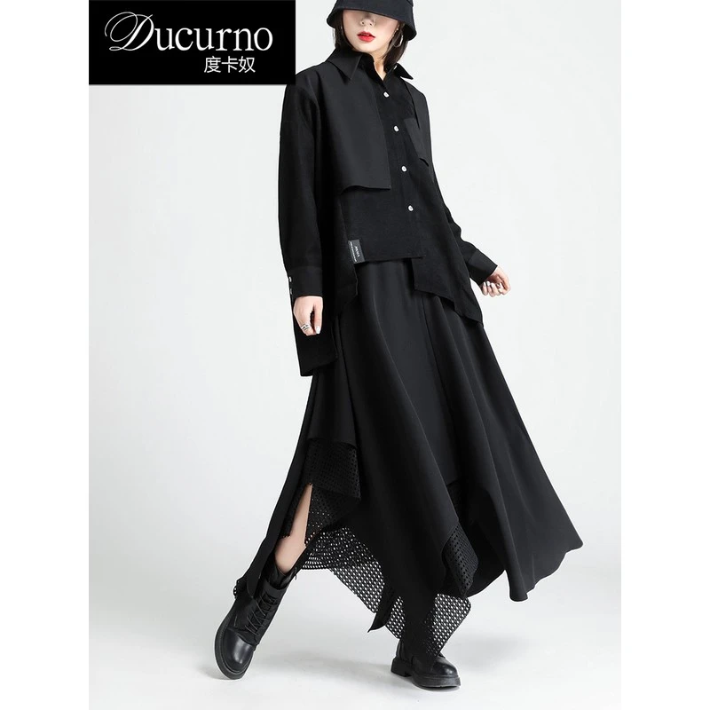 A字半身裙女2025秋冬新款设计感暗黑小众不规则骑士裙时尚裙子厚