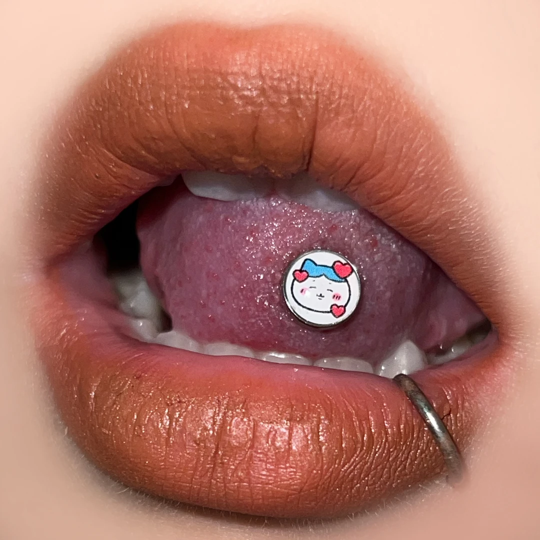 钛钢耳饰 可爱吉伊小八钛钢外螺旋杆粗1.6舌钉饰品单只配饰时尚