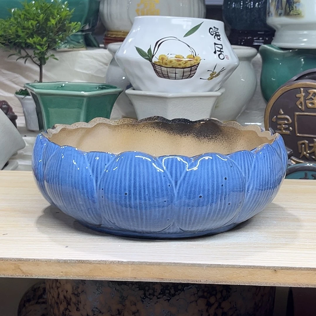 陶瓷绿植多肉微瑕花盆口径22*8.5打孔