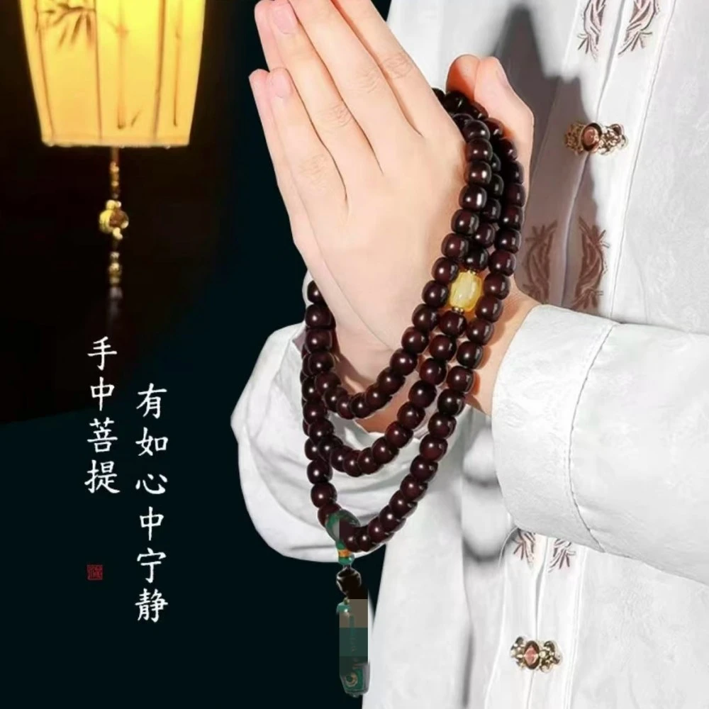 老料黑玉菩提根多圈手串无礼盒-32276