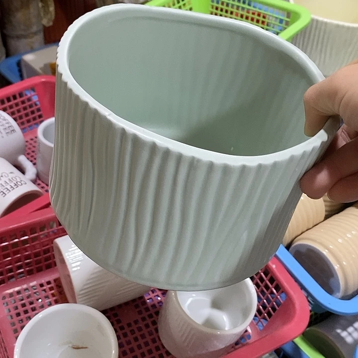 陶摆件陶盆有孔 瑕疵针孔漏釉介意勿拍外口 16外高12