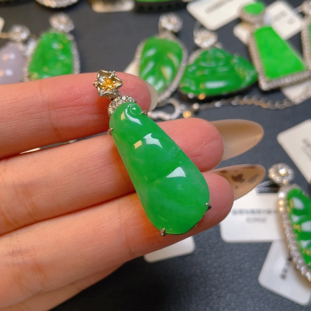 翡翠银S925镶嵌吊坠(不含链)