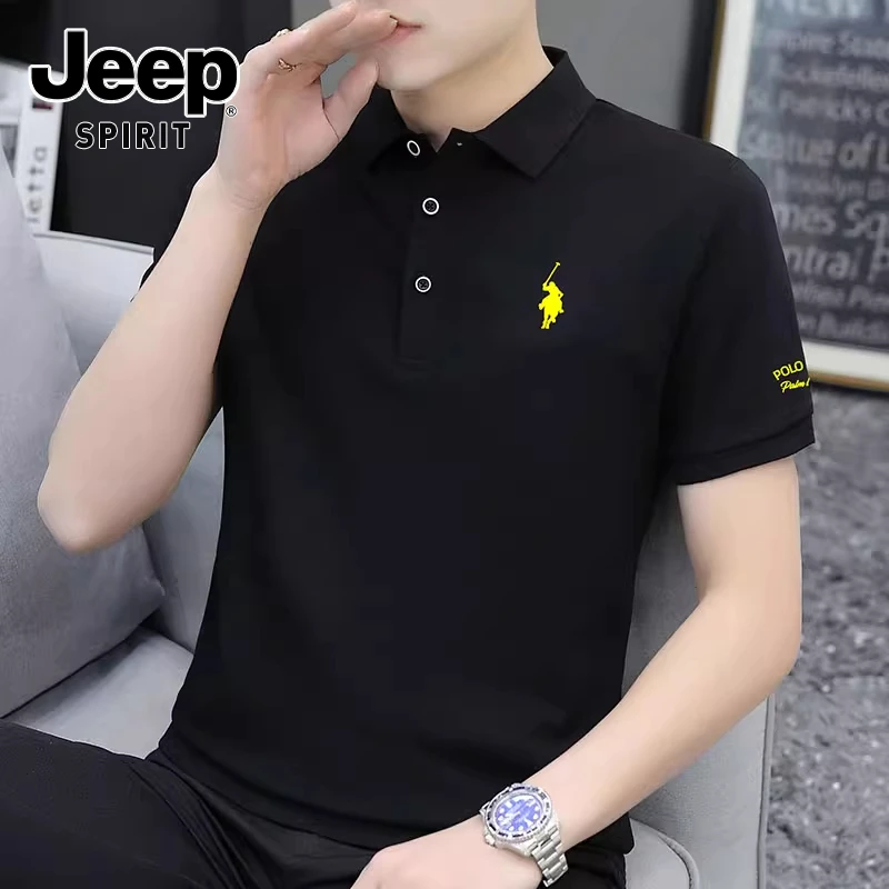 JEEPSPIRIT吉普男士夏季Polo衫商务休闲潮流上衣百搭透气凉感半袖