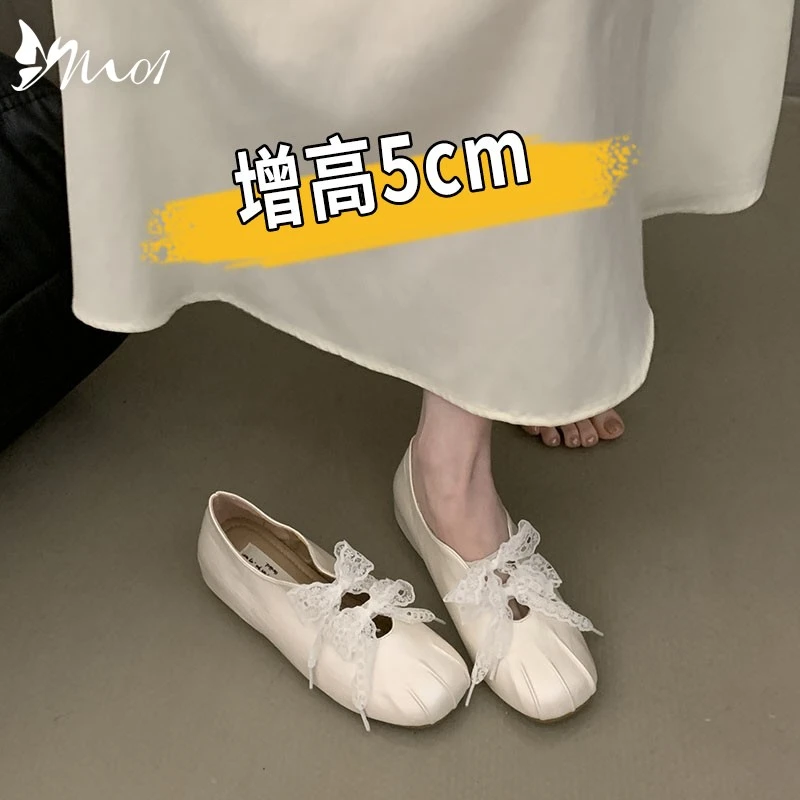 M01法式内增高芭蕾风蕾丝单鞋女2025新款配裙子玛丽珍小皮鞋瓢鞋