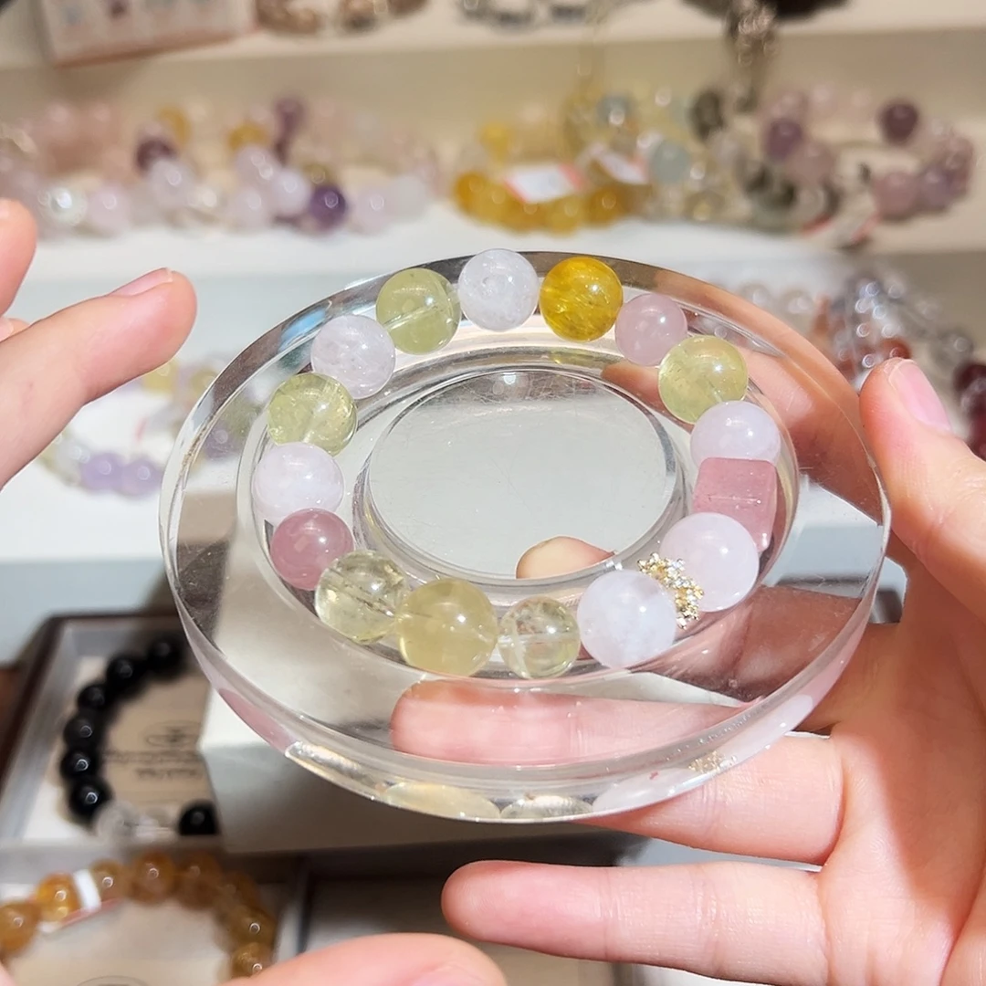 合金手链烟晶粉黄