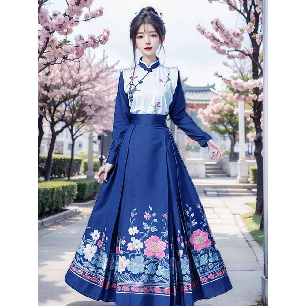 改良旗袍上衣马面裙套装2024秋季新款新中式复古风时尚气质两件套