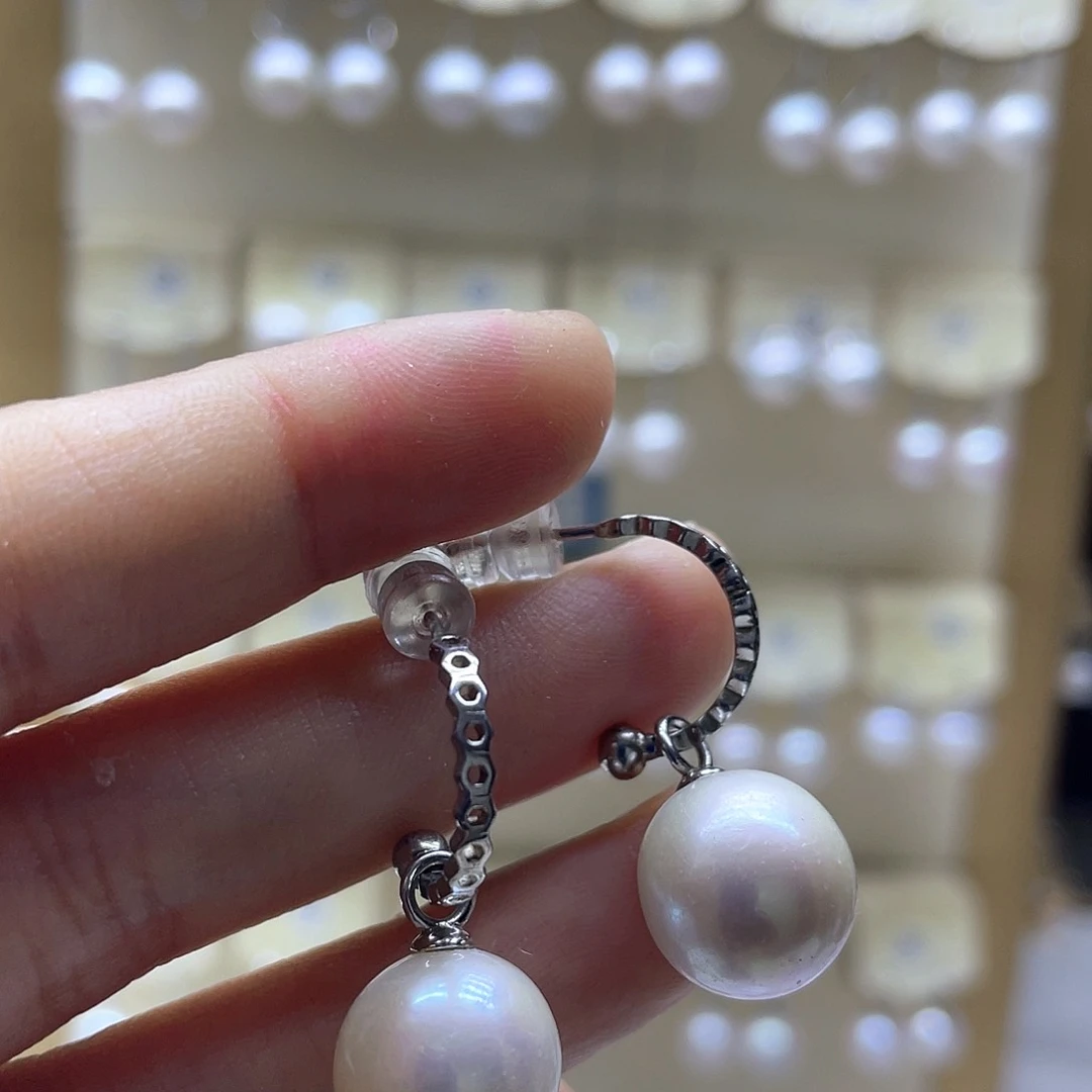 银S925镶嵌淡水珍珠耳饰