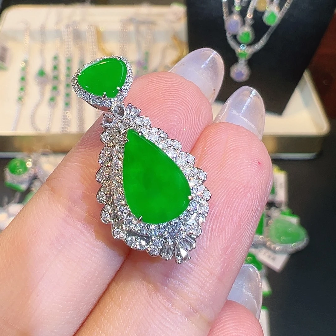 翡翠18K金镶嵌吊坠(不含链)翡翠