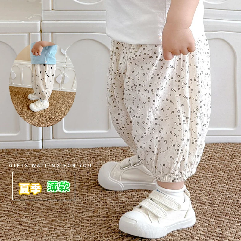 韩版女宝宝夏季中裤薄款7分裤子纯棉宽松灯笼裤女童儿童小童裤子