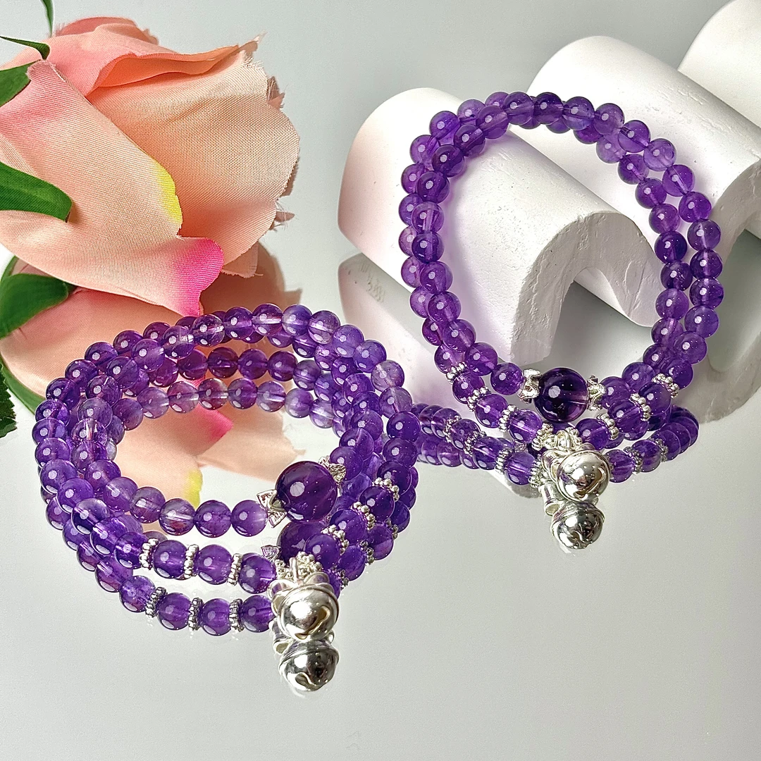 【652 紫发发】紫水晶6mm双圈手串面小仙多样性发其一