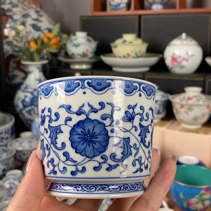 杯折葵非器缠枝莲容天杯