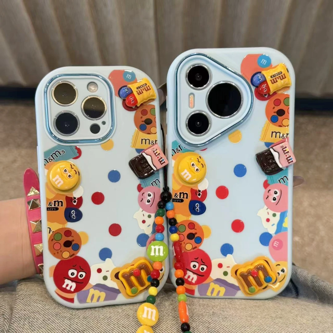 奥菲顿立体围边M豆手链适用苹果17/16胖子手机壳华为oppo小米vivo