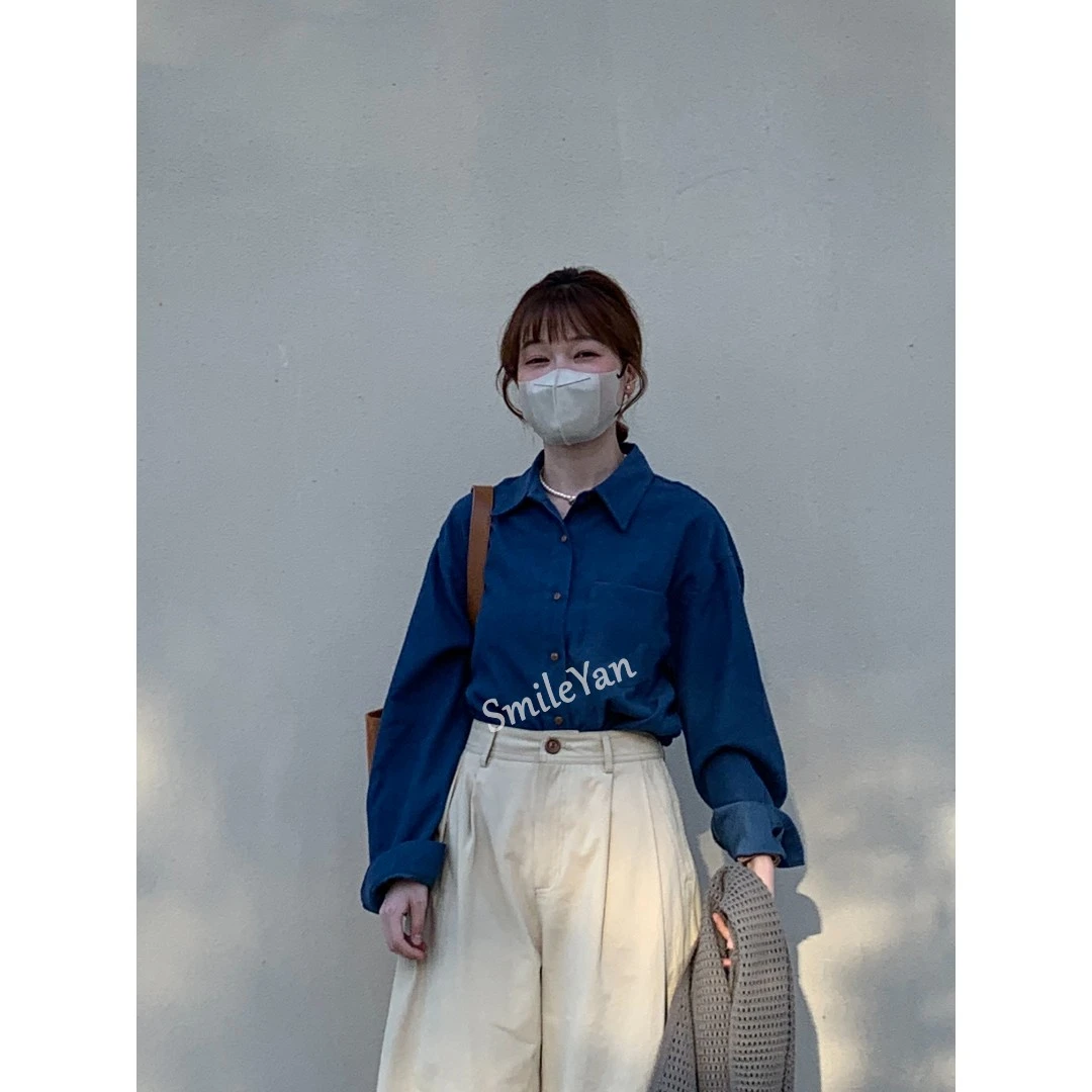 【SmileYan】（陷于温柔）NO退no换秋冬必备灯芯绒单口袋休闲衬衫