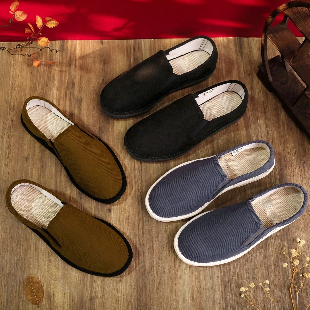 京紫红【登峰万途】布底灯芯绒舒适透气休闲防滑软底耐磨老北京布鞋