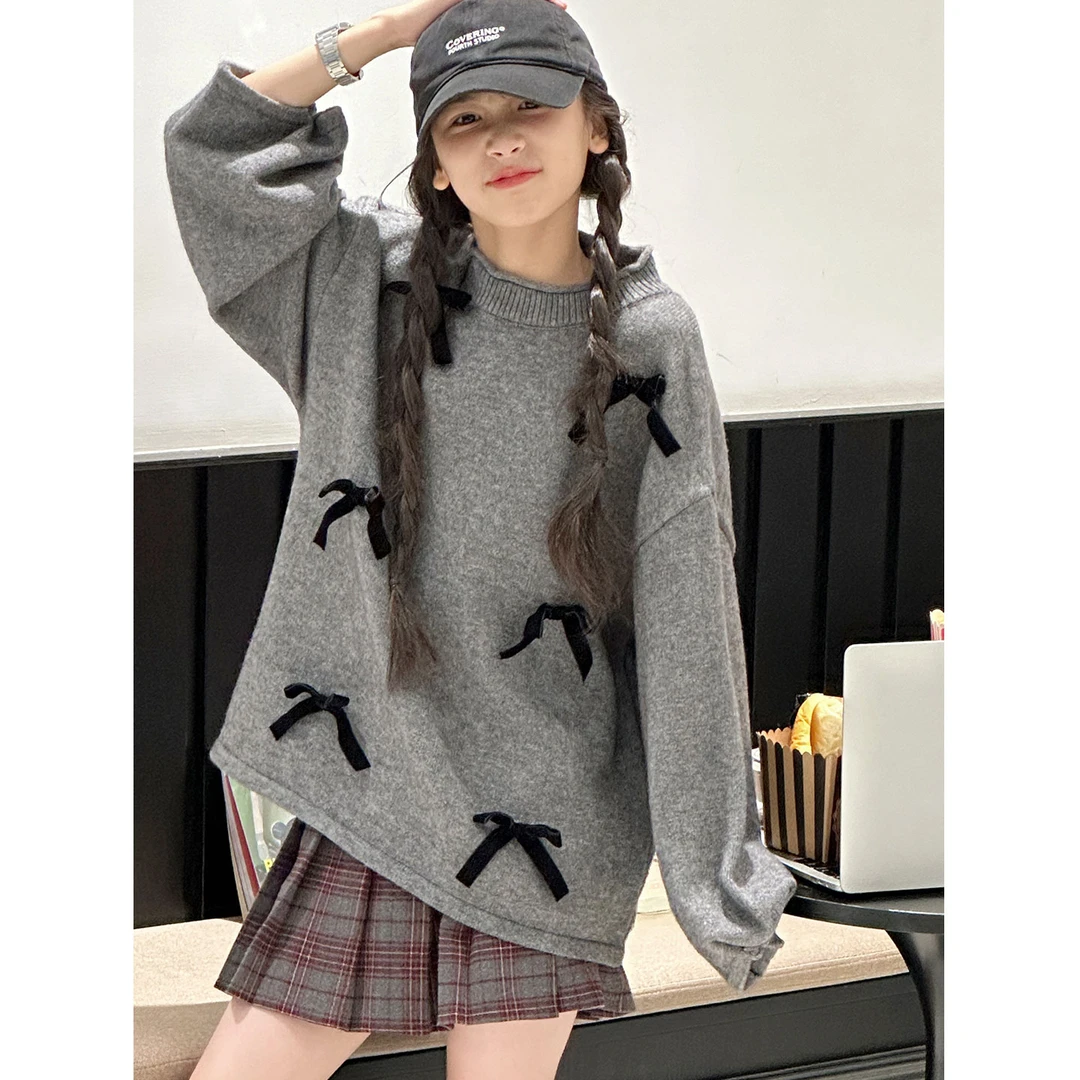 K30145孙小美立体丝绒女童毛衣针织衫新款秋冬装儿童上衣打底衫