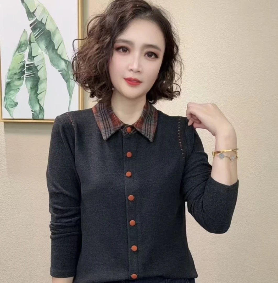 2025洋气百搭减龄显瘦长袖减龄气质女上衣#5651