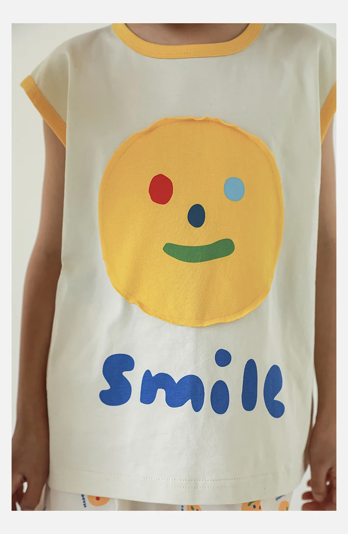 淸  幼悠夏二波儿童双针压线创意贴布画背心 LN0072