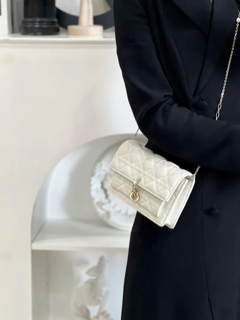 99新 DIOR/迪奥 dior lady 链条包 白金/优品