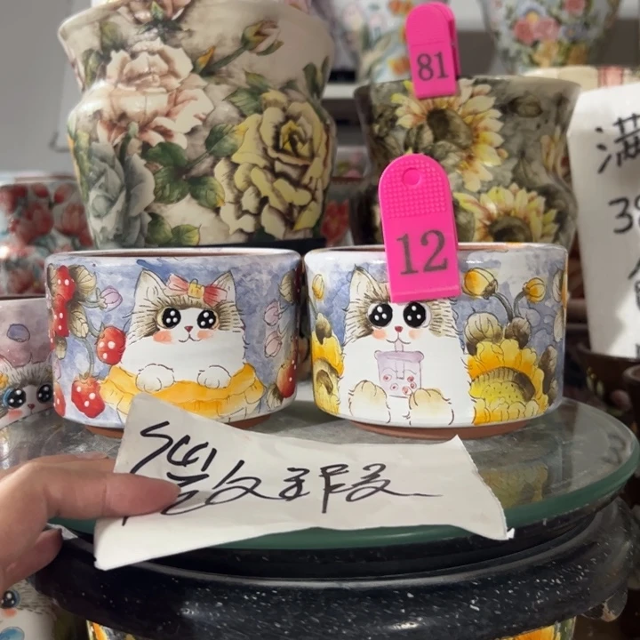 景德镇手绘花盆满38包邮偏远地区除外