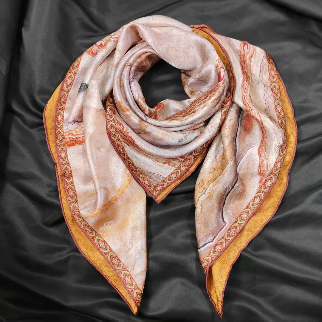 帝妃丝绸【】110×110双面异色花萝纹织花提花桑蚕丝丝巾