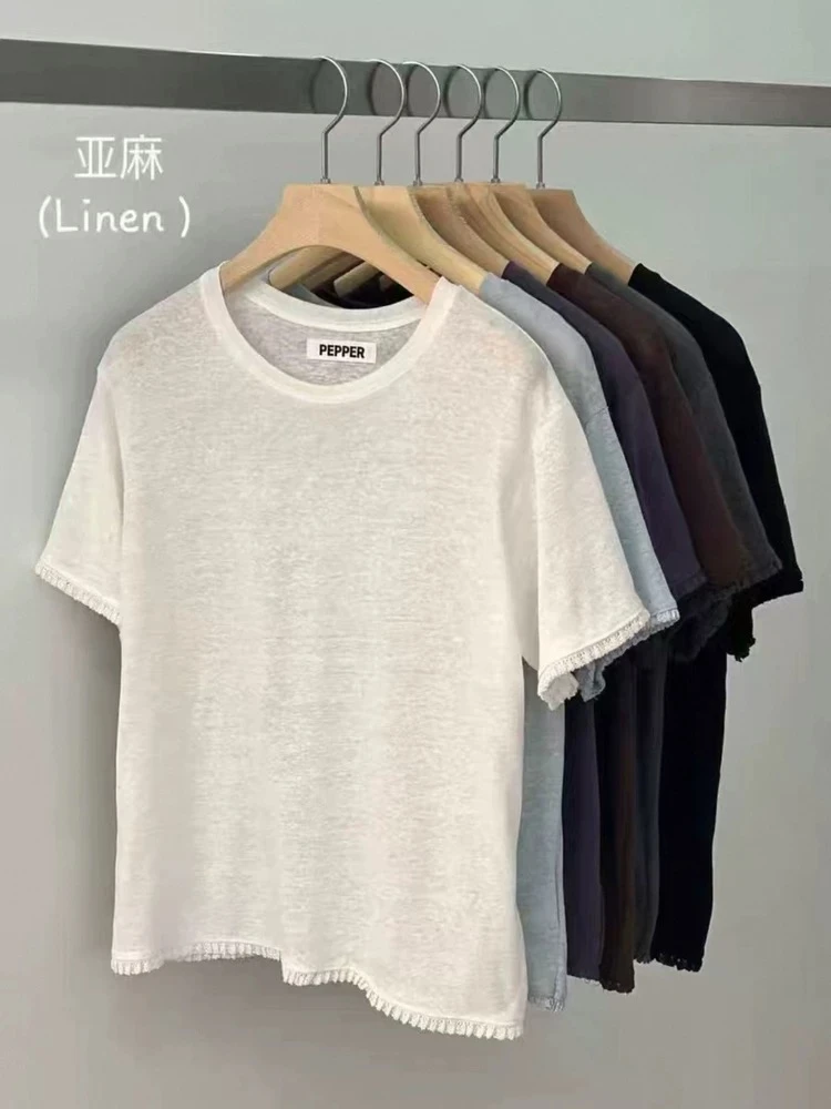 韩国东大门代购pepper亚麻短袖NO退NO换