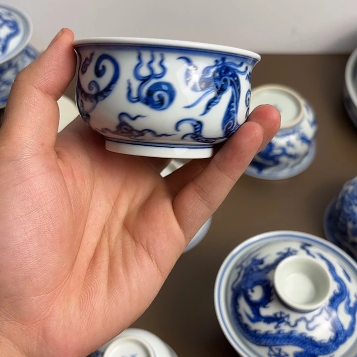 清***月摆件柴窑杯杯景德镇