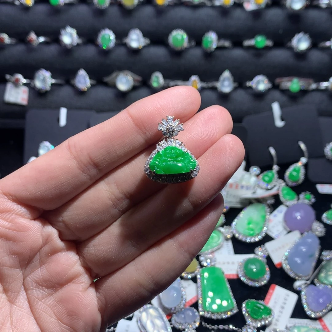 翡翠颈饰银S925镶嵌L***m天然翡翠