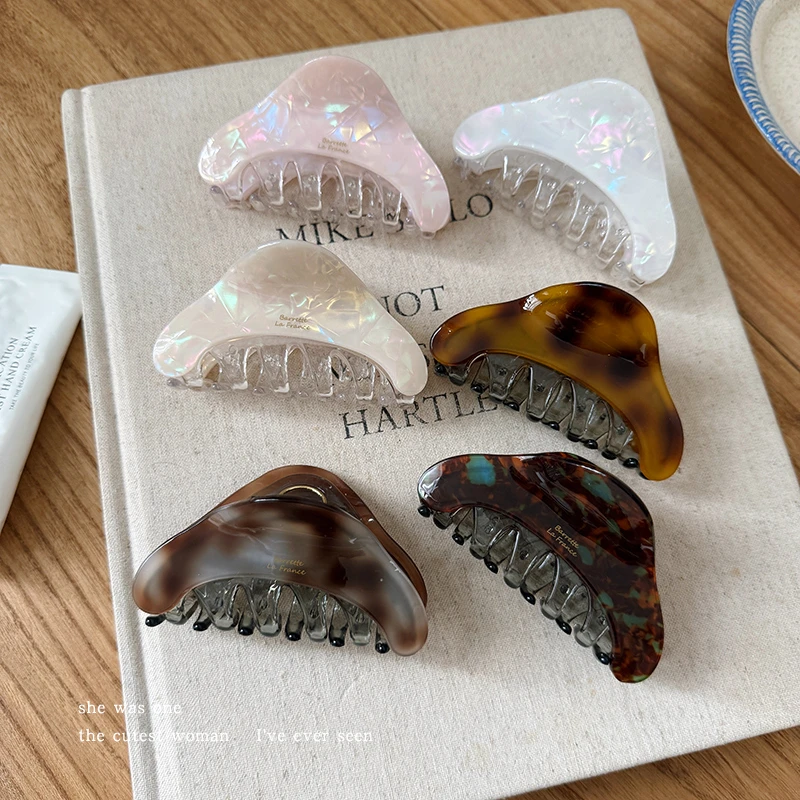 设计感拼色仿醋酸抓夹女气质百搭后脑勺发夹鲨鱼夹子发卡盘发头饰