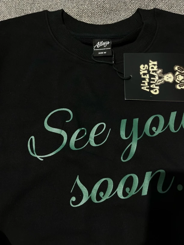 【ALL】NO退NO换字母抽绳中长款lulu风黑白长袖刺绣女宽松