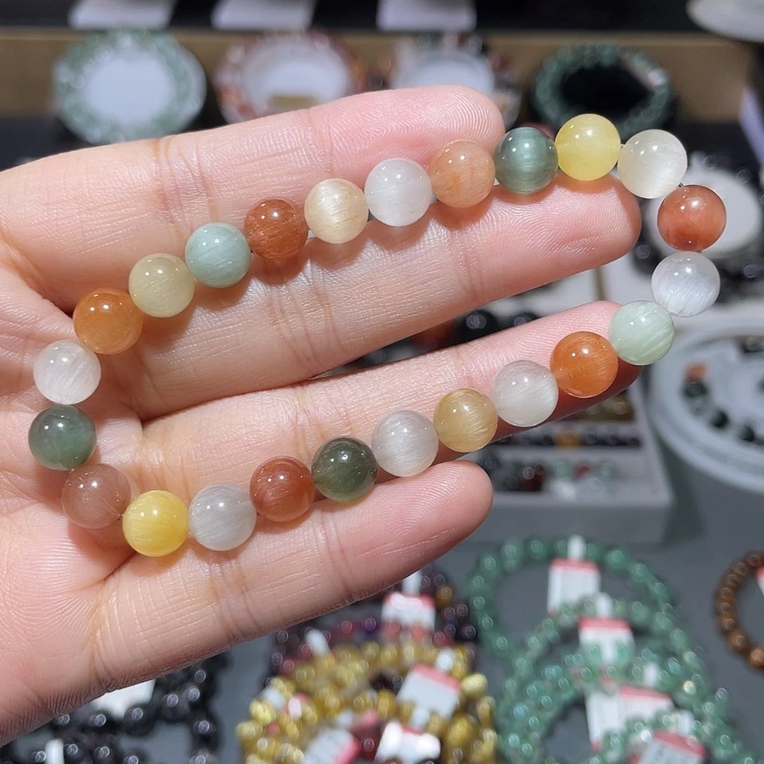 水晶未镶嵌手串彩兔毛手串