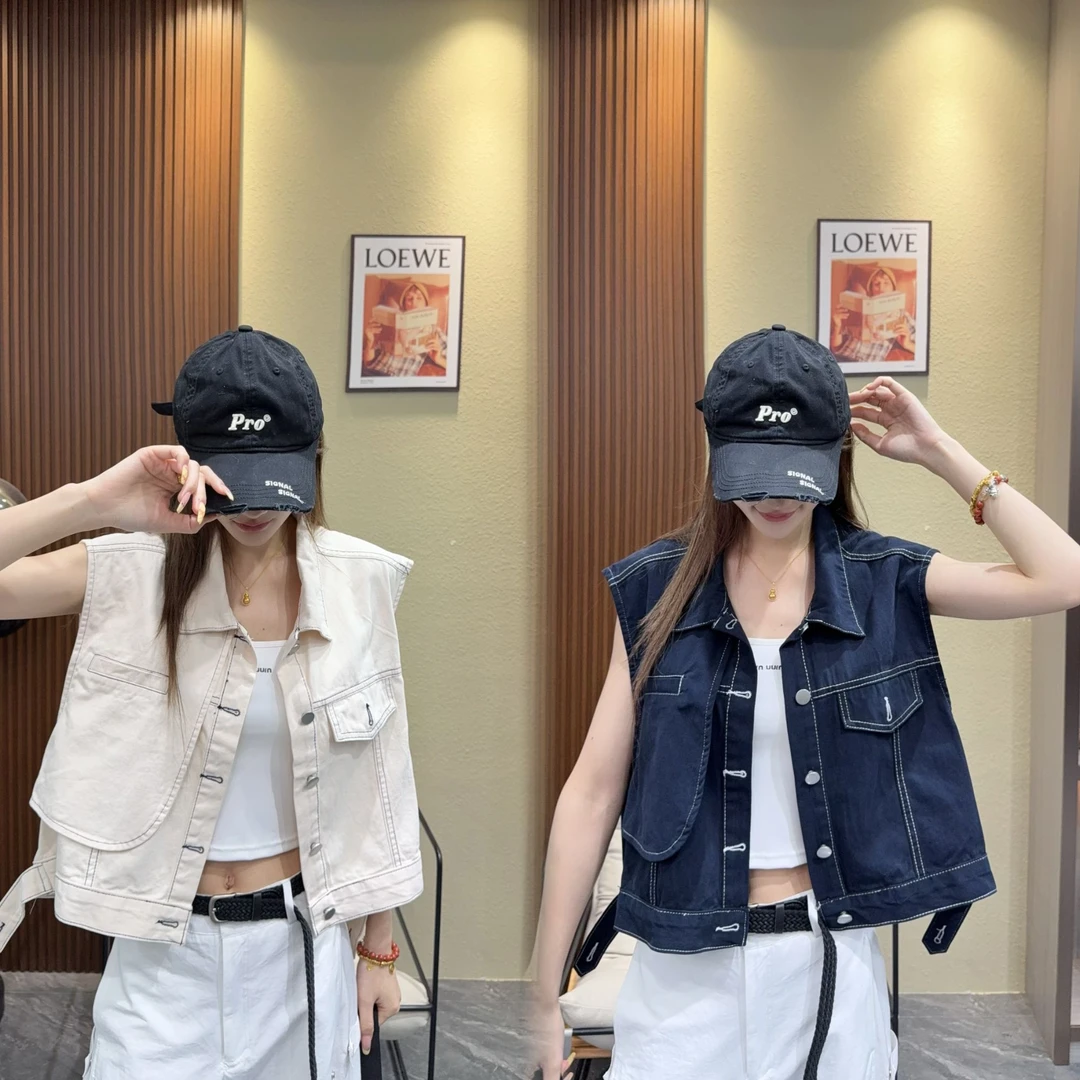 韩版明线装饰工装牛仔马甲女2025夏新款设计宽松显瘦无袖坎肩外套