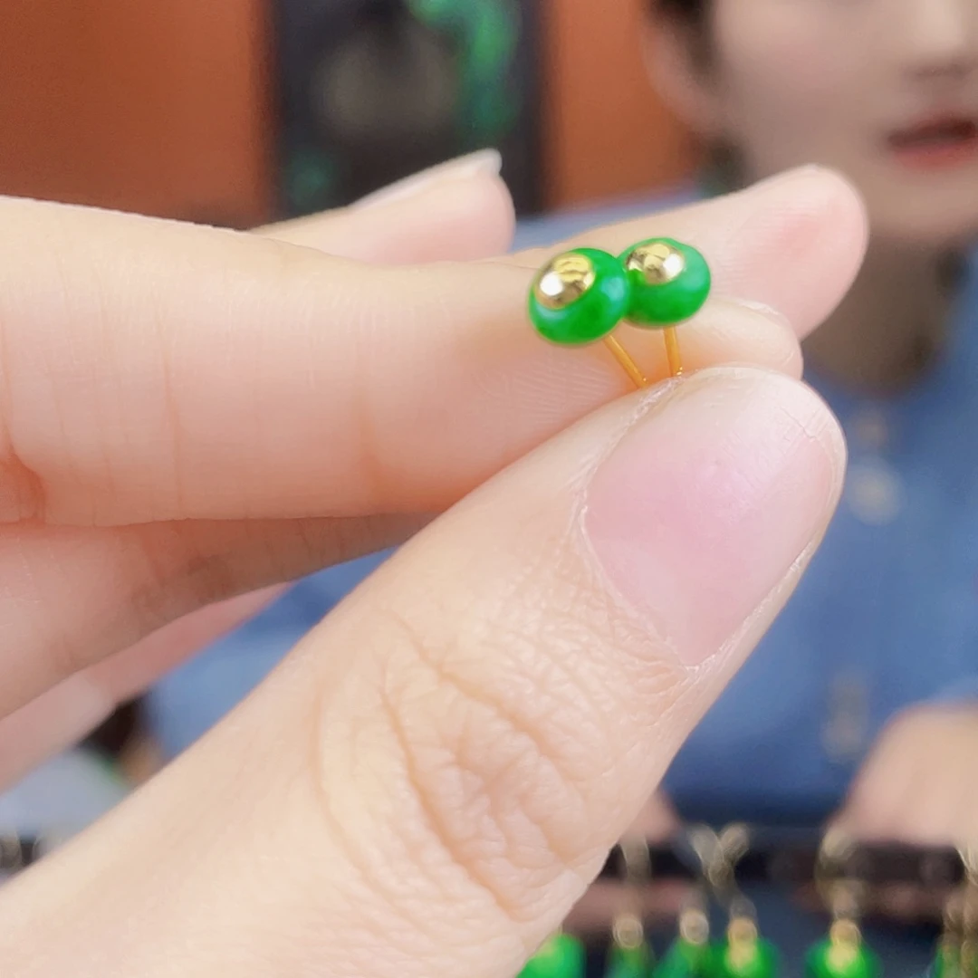 翡翠银S925镶嵌耳饰