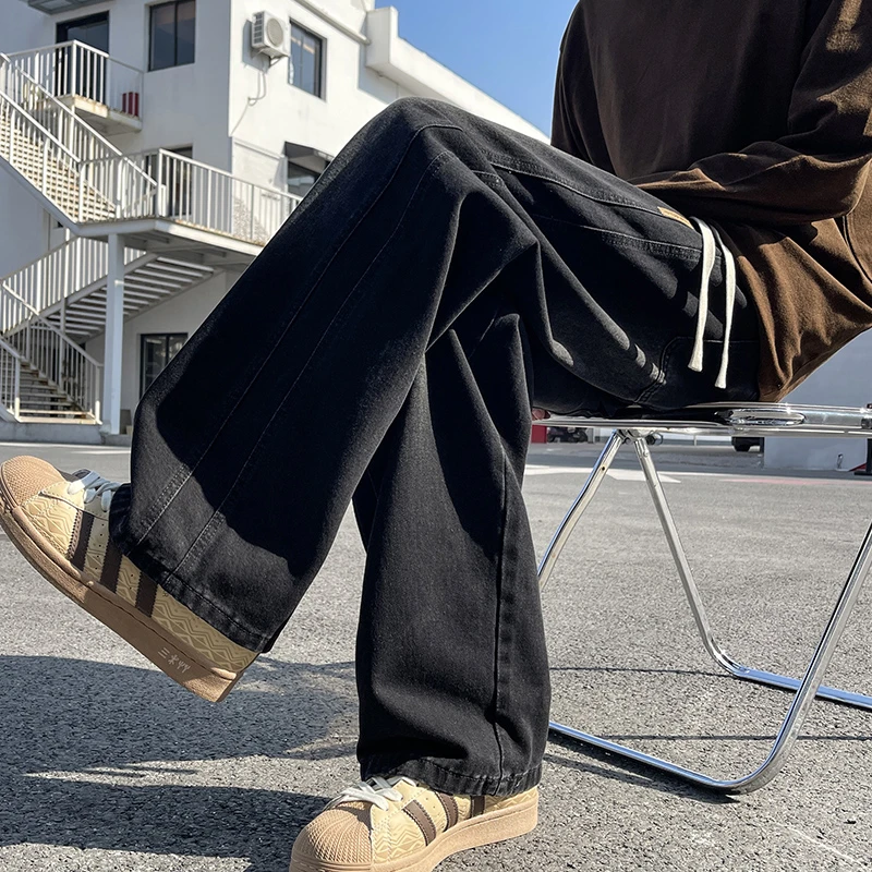 牛仔裤男新款美式高街vibe阔腿裤子水洗做旧宽松直筒休闲长裤男款