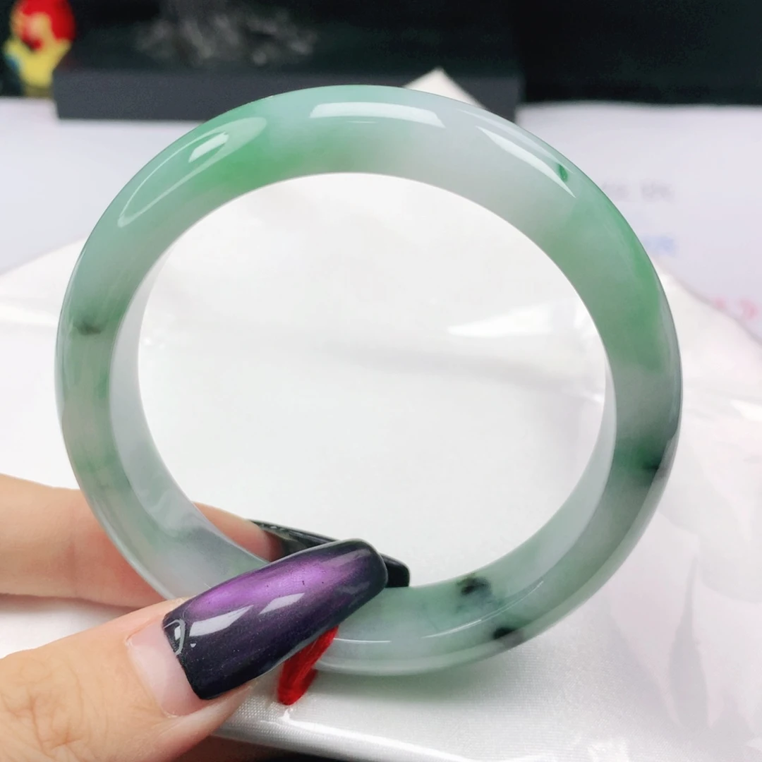 未镶嵌手镯翡翠翡翠57.2飘绿飘花正圈