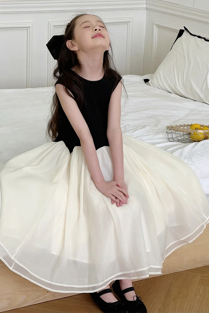 童小乖QBT&E67-6波浪网纱背心裙