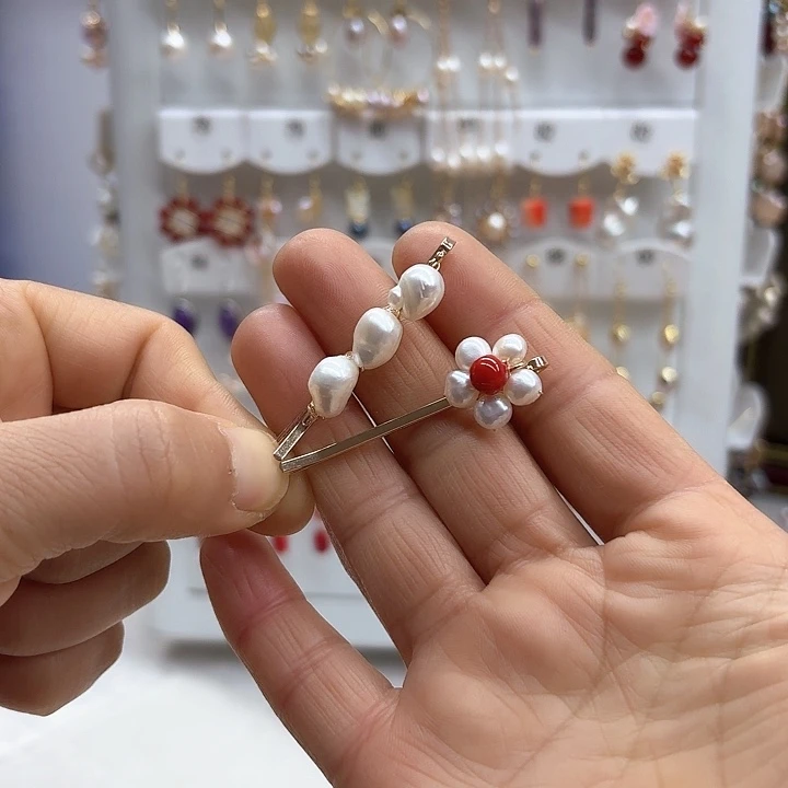 淡水珍珠发饰银S925镶嵌