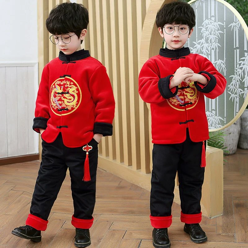 巴拉巴拉儿童唐装男童汉服拜年服女童过年喜庆衣服冬装新年装中国