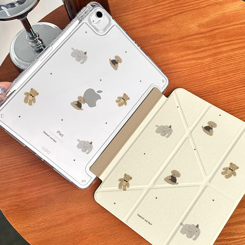 适用iPad全系列平板保护壳防摔air带笔槽3+Y型亚克力全包防弯