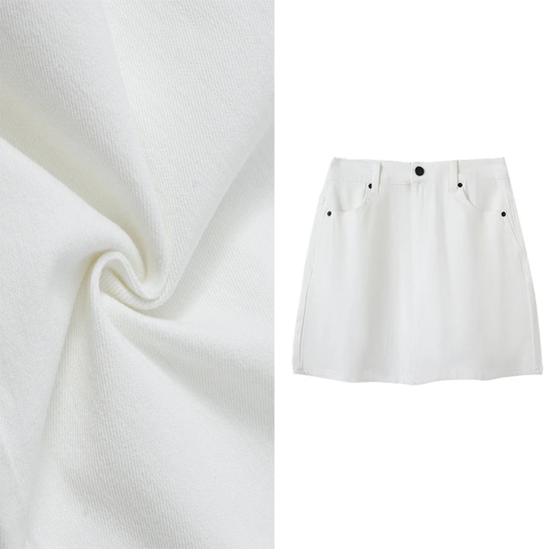 高腰时尚休闲百搭夏季显瘦气质白色简约女装短裙牛仔1089大裙摆