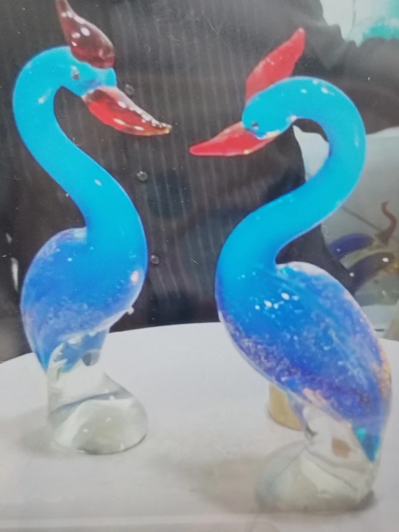 琉璃蓝色丹顶鹤桌面摆件